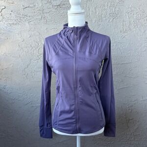 Women's Purple Athletic Track Jacket Full Zip Long Sleeve Thumbholes